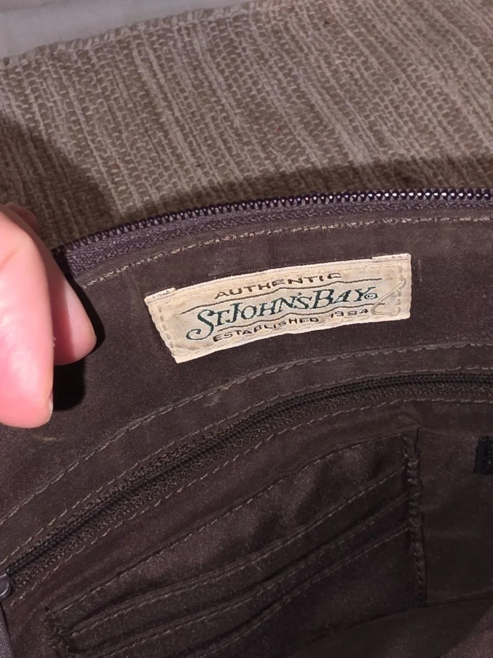 St. John's Bay Brown Fabric Purse Interior with Card Slots